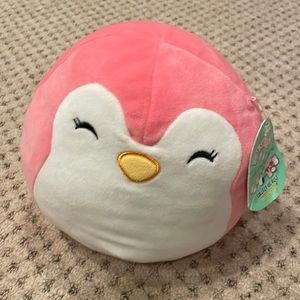 8” Pink penguin squishmallow new with tag, but tag is creased